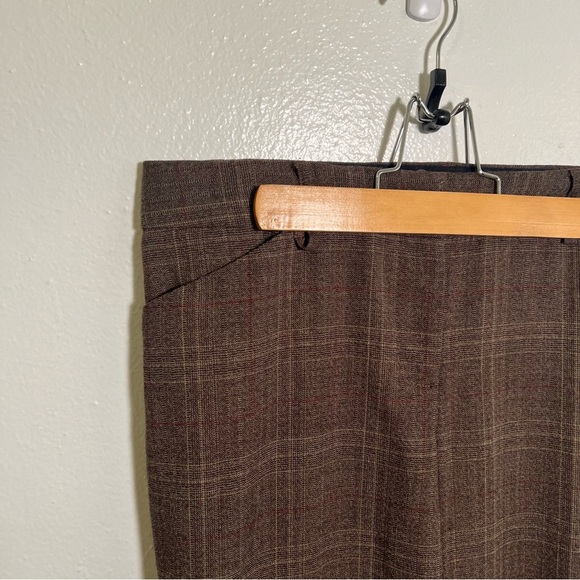 Express Design Studio Editor Dress Pant Trousers Brown Plaid 6 - Picture 4 of 9